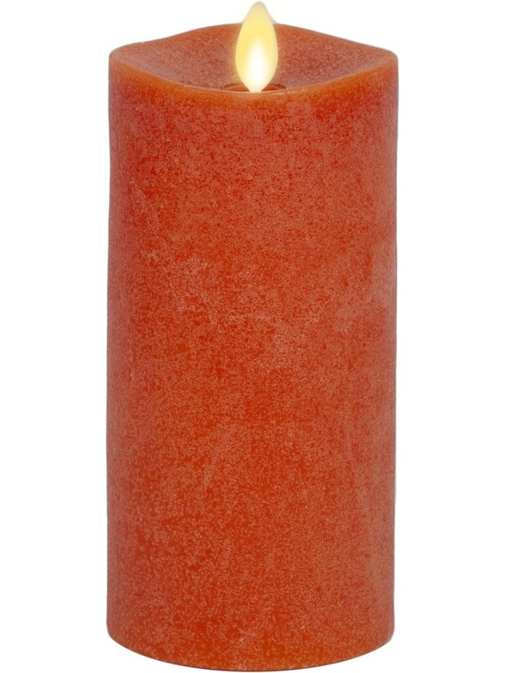 Flameless LED Flickering Pillar Candle - Burnt Orange, Real Wax, Indoor/Outdoor